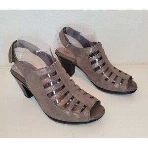Women's Euro Soft by SOFFT Size 7.5M Pewter Metallic Comfort Strappy Heels-Read